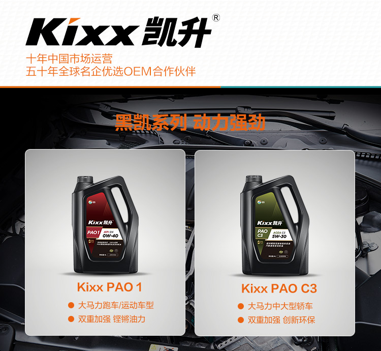 GS (Kixx) 凱升PAO全合成機油 5W-30 A3B4級 黑凱系列 4L-第9張圖片-鄭州市冠恒貿易有限公司【官方網(wǎng)站】-車用潤滑油服務專家